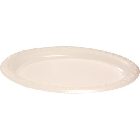 Plates white plastic oval 285mm (L) 215mm (W)