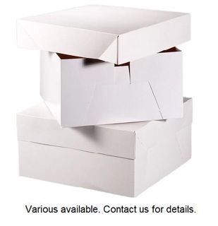 Cake Boxes polylined white milkboard square 150mm (L) 150mm (W) 100mm (H)