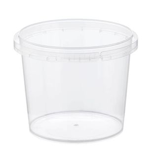 Containers Tamper Evident unhinged lid clear plastic round 265ml 87mm (D) 71mm (H)