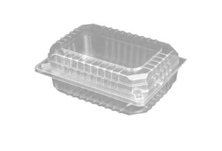 Containers Clam salad hinged lid recyclable clear PET 150mm (L) 105mm (W) 60mm (H)