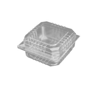 Containers Clam snack hinged lid recyclable clear PET 120mm (L) 120mm (W) 65mm (H)
