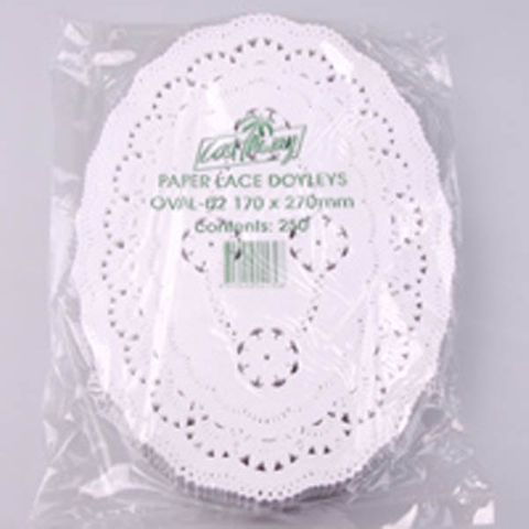 Doyleys lace biodegradable white paper oval 270mm (L) 170mm (W)