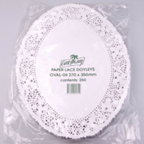 Doyleys lace biodegradable white paper oval 350mm (L) 270mm (W)