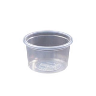 Containers Portion Control unhinged lid recyclable clear polypropylene round 77mm (D) 45mm (H)