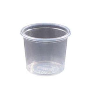 Containers Portion Control unhinged lid recyclable clear polypropylene round 77mm (D) 60mm (H)