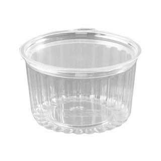 Shobowl hinged flat lid clear plastic round 118mm (D) 78mm (H)