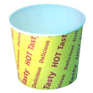 Containers Hot Chip cup hinged lid recyclable board round 355ml 90mm (D) 95mm (H)