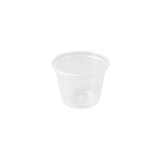 Containers Portion Control unhinged lid recyclable clear polypropylene round 30ml