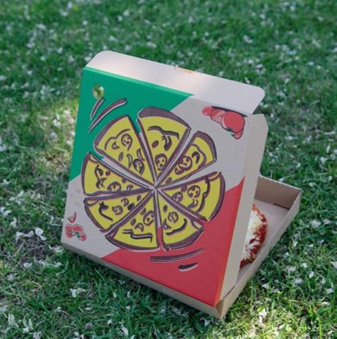 Boxes Pizza hinged recyclable brown cardboard square 11"