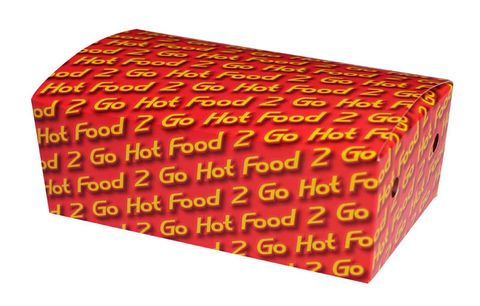 Boxes "Hot Food Fast" hinged recyclable cardboard rectangle 200mm (L) 115mm (W) 70mm (H)