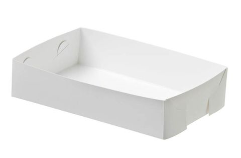 Trays Food Service unhinged polylined white heavy board rectangle 250mm (L) 180mm (W) 55mm (H)