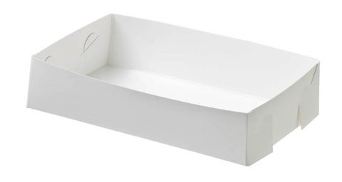 Trays Food Service unhinged polylined white heavy board rectangle 220mm (L) 150mm (W) 50mm (H)