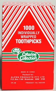 Toothpicks Standard wrapped natural wooden 70mm (L) ctn 1000