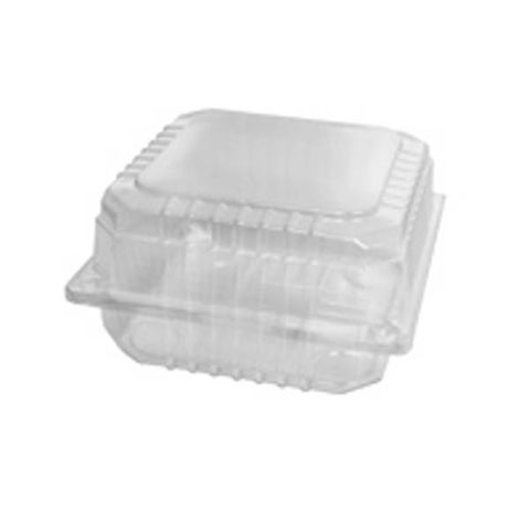 Containers Clam burger hinged lid recyclable clear PET 135mm (L) 130mm (W) 75mm (H)