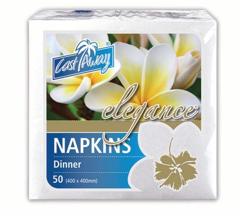 Napkins Dinner 1/4 fold quilted white 2ply