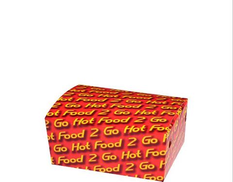 Boxes "Hot Food 2 Go" hinged recyclable cardboard rectangle 129mm (L) 101mm (W) 57mm (H)
