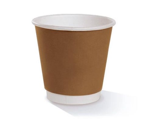 Coffee Cups smooth double wall compostable brown paper 8oz 90mm (D)