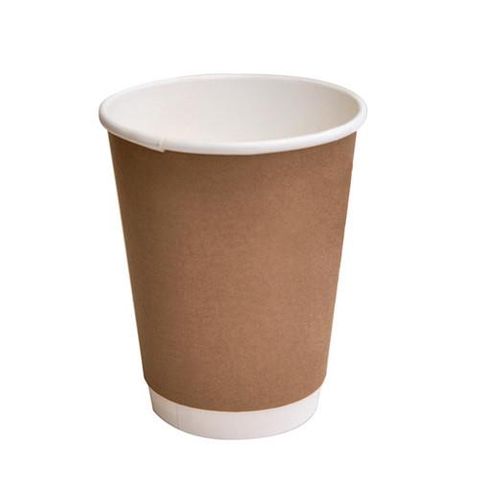 Coffee Cups smooth double wall compostable brown paper 12oz 90mm (D)