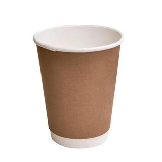 Coffee Cups smooth double wall compostable brown paper 12oz 90mm (D)