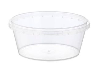 Containers Tamper Evident unhinged lid clear plastic round 365ml 95mm (D) 84mm (H)