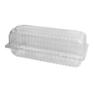 Containers Clam hot dog hinged lid recyclable clear PET rectangle 240mm (L) 115mm (W) 80mm (H)