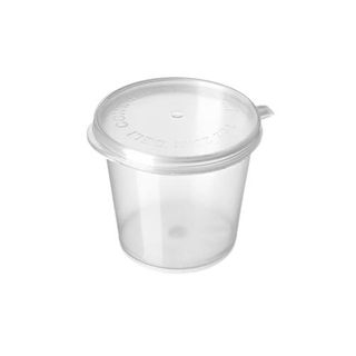 Containers Portion Control hinged lid clear plastic round 40mm (D) 35mm (H)