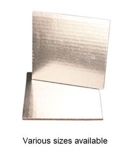 Cake Board foil covered silver milkboard rectangle 2mm (T) 406mm (L) 203mm (W)