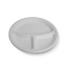 Plates 3 compartments biodegradable white natural fibre round 254mm (D)