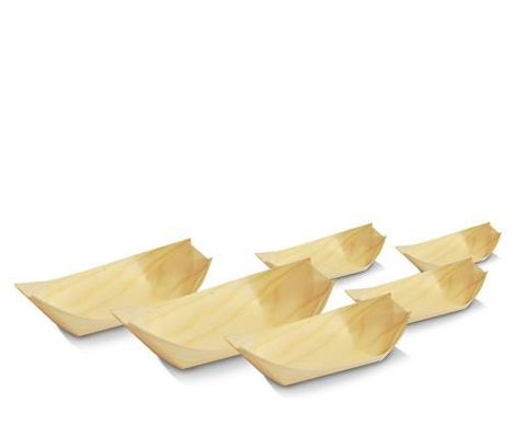 Trays Boat no lid biodegradable natural pine oval 225mm (L) 110mm (W)