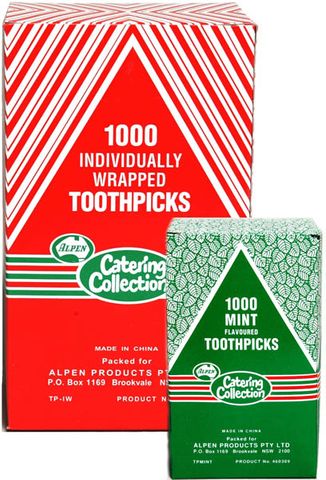 Toothpicks Mint wrapped natural wooden 70mm (L)