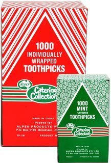 Toothpicks Mint wrapped natural wooden 70mm (L)