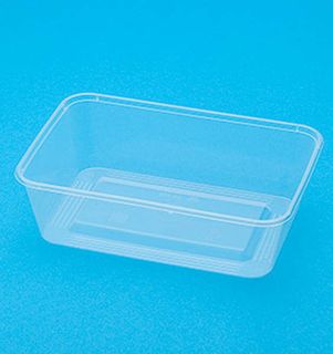 Containers Microwave unhinged lid recyclable clear polypropylene rectangle 650ml