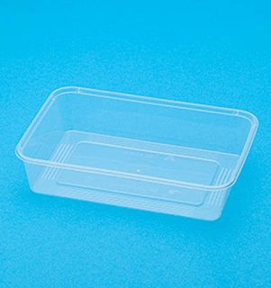 Containers Microwave unhinged lid recyclable clear polypropylene rectangle 500ml