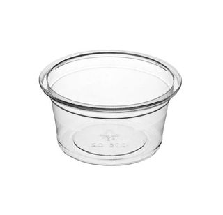 Containers Portion Control unhinged lid recyclable clear polypropylene round 22ml