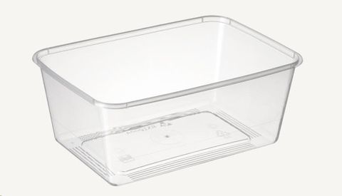 Containers Microwave unhinged lid recyclable clear polypropylene rectangle 1000ml