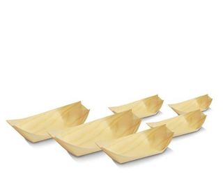 Trays Boat no lid biodegradable natural pine oval 90mm (L) 60mm (W)