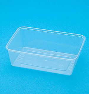 Containers Microwave unhinged lid recyclable clear polypropylene rectangle 750ml