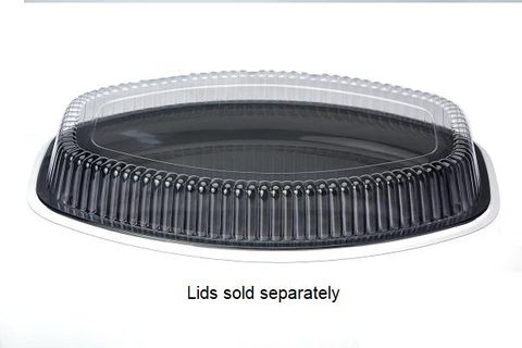 Trays Food Service unhinged black plastic oval 500mm (D)