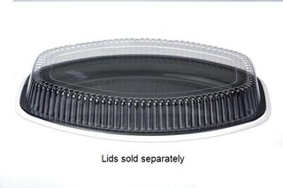 Trays Food Service unhinged black plastic oval 500mm (D)