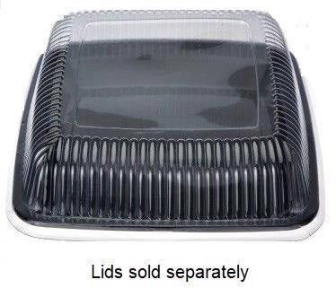 Trays Food Service unhinged black plastic square 400mm (L) 400mm (W)