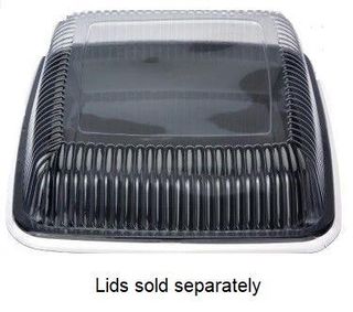 Trays Food Service unhinged black plastic square 400mm (L) 400mm (W)