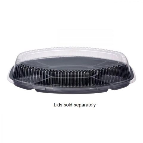 Trays 5 Compartment unhinged black plastic round 500mm (D)