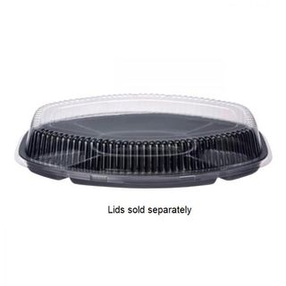 Trays 5 Compartment unhinged black plastic round 500mm (D)