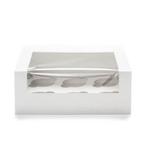 Cup Cake Box Window white milkboard rectangle 255mm (L) 200mm (W) 100mm (H)