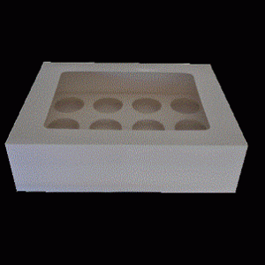 Cup Cake Box Window white milkboard rectangle 180mm (L) 110mm (W) 80mm (H)