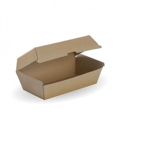 Boxes Snack hinged fluted recyclable brown cardboard rectangle 175mm (L) 90mm (W) 84mm (H)