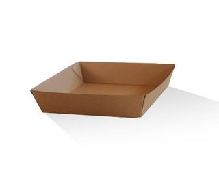 Trays Food Service no lid fluted compostable brown cardboard square 178mm (L) 178mm (W) 45mm (H)