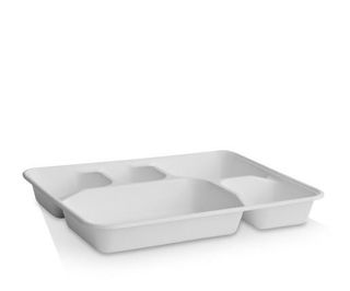 Trays 5 Compartment no lid compostable natural bagasse rectangle 282mm (L) 220mm (W) 35mm (H)
