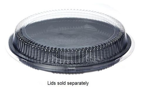 Trays Food Service unhinged black plastic round 300mm (D)