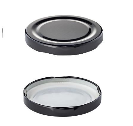 Jar Lids black metal round 63mm (D)